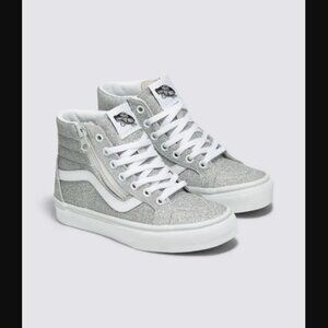 Vans Kids Sk8-Hi Reissue Side Zip Glitter Sneakers Street Shoes Glitter Silver